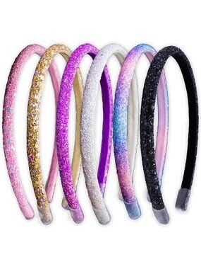 6 Colorful Glitter Headbands for Girls - Toddler Hair Accessories & Gifts